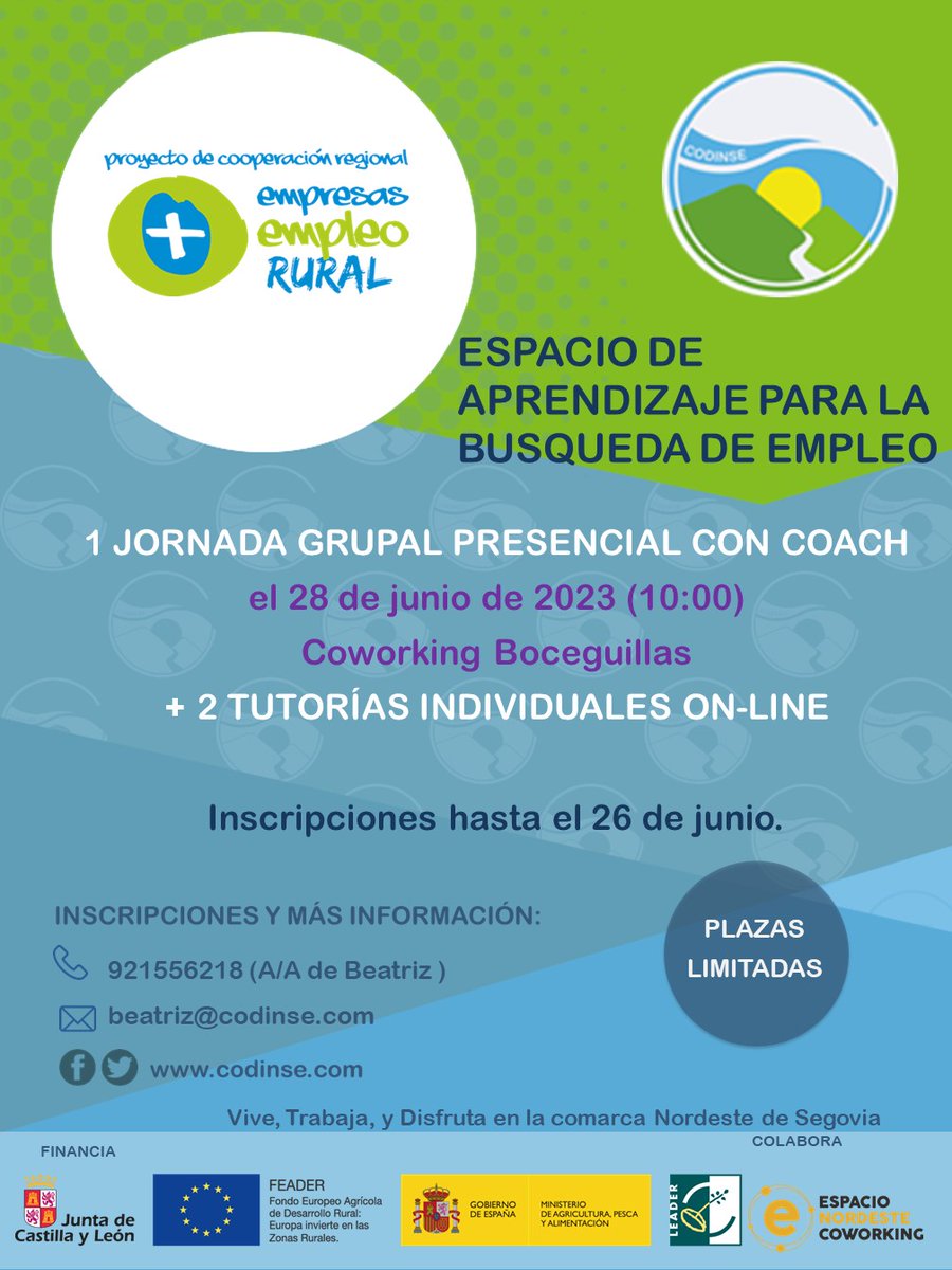 CODINSE's tweet photo. Desde #CODINSE, te ofreceremos de manera gratuita, un espacio de aprendizaje para que resulte más efectiva tu búsqueda de empleo.
Más info y enlace al formulario de inscripción:
https://t.co/AwZPipwQIx https://t.co/qk7q8WdS2h