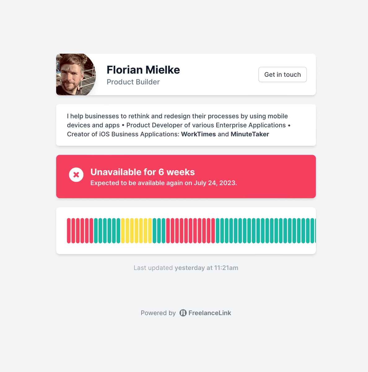 freelance_link's tweet photo. Now, you can add a personalized bio to your status page, giving recruiters and potential clients a clearer picture of who you are and the services you offer. 

👉 https://t.co/DuBSQimCXA https://t.co/vK2wBcTKCC