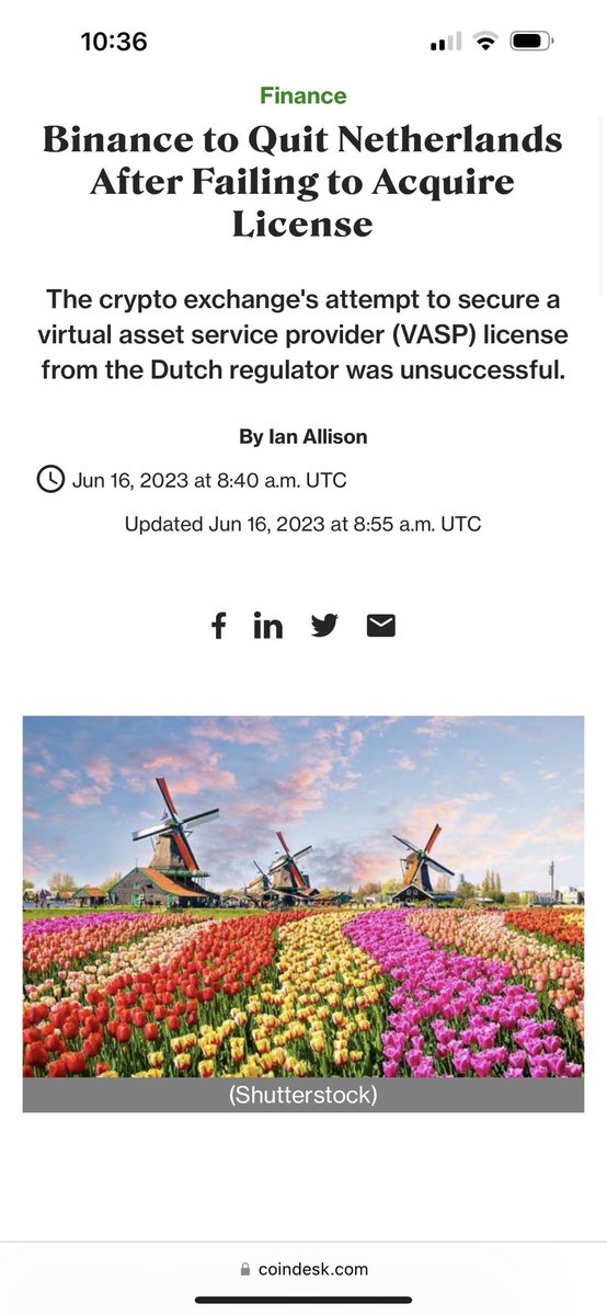 BINANCE leaving the Netherlands 🙈 KYC and regulatory rules will drive all #crypto companies out of the Netherlands! The fear of the traditional financial industry is real!! We are winning 👊🏼

#Bitcoin  #Binance  #Netherlands