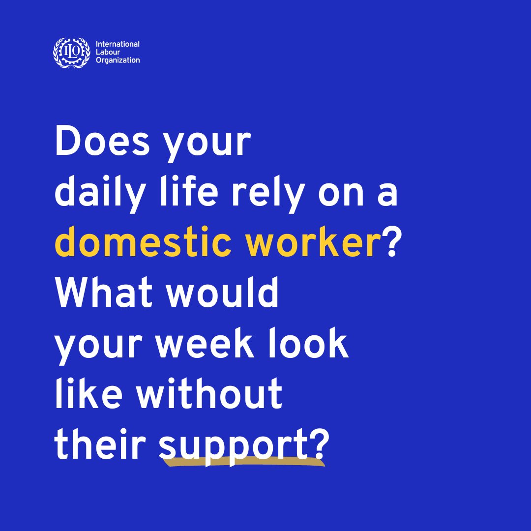 ilo's tweet photo. Domestic workers provide essential care services to millions of households around the world, but often without rights.
Domestic work is care work. Let’s also make it decent work.
#RatifyC189. https://t.co/gPwQ51c50x