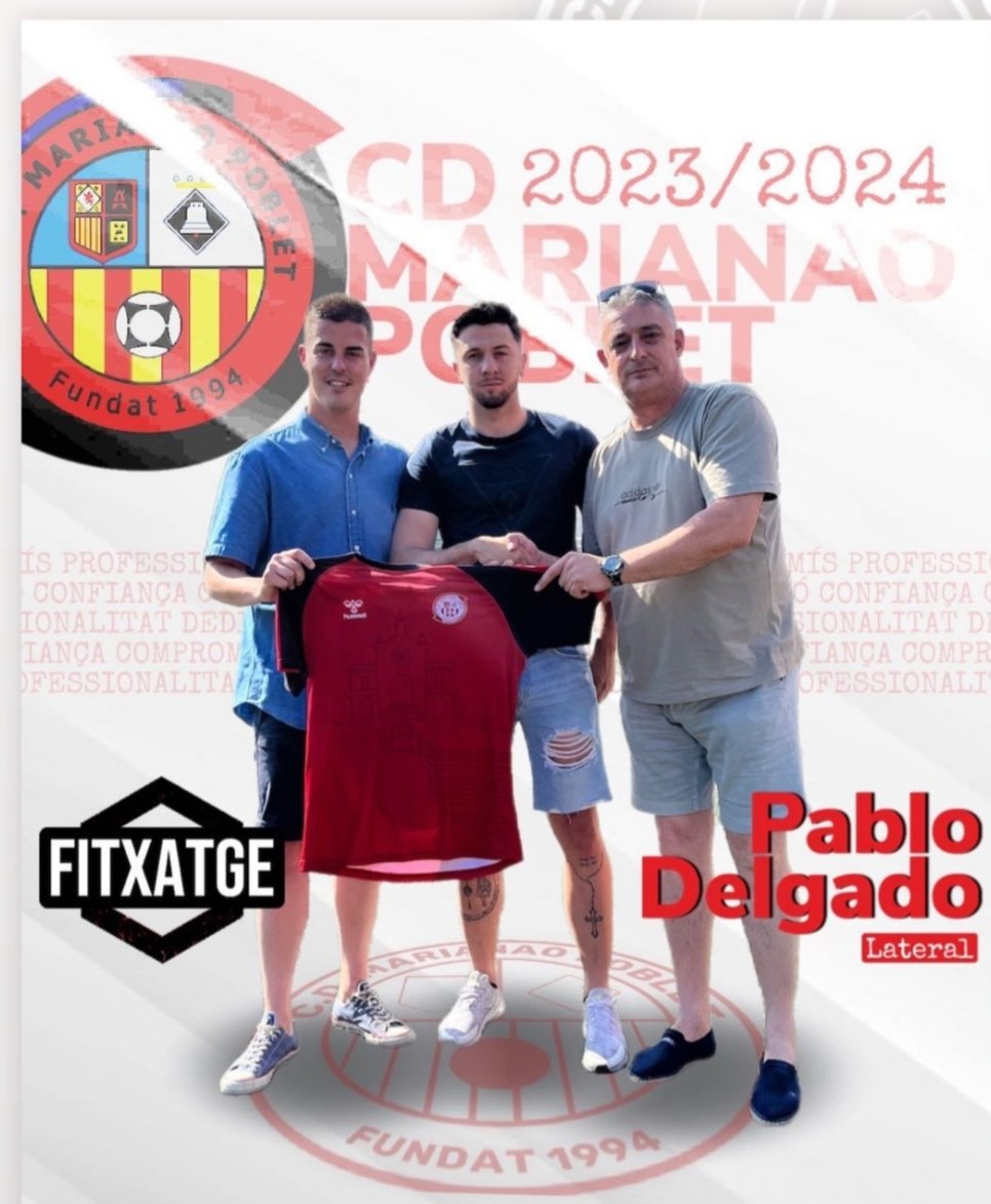 #PrimerEquipo 🔴⚫
📣 FICHAJE!

✅ El jugador Pablo Delgado (<a href="/PBSV1978/">PENYA BARCELONISTA SANT VICENÇ DEL HORTS</a> ) nuevo jugador en el conjunto de <a href="/Vitolo93/">Victor Rodríguez</a>
Bienvenido y Éxitos 💪
#SomMarianao
#2Cat3