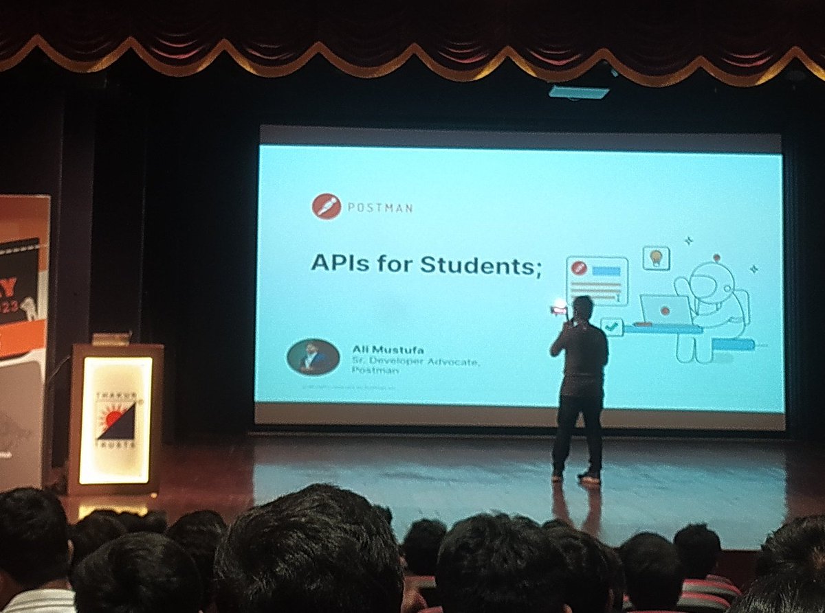 Here I am in API DAY 2023 Mumbai at Thakur College Of Engineering & Technology 
@APIDayMumbai
@getpostman @GitHubEducation
@elastic @ElasticMumbai
#PostmanAPI #LetsSummit #GitHub #ElasticSearch