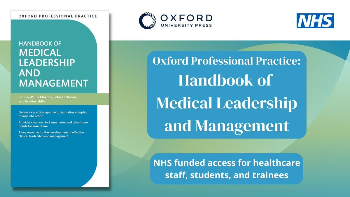 RMcNallyNHS's tweet photo. Get the "Oxford Handbook of Medical Leadership &amp; Management " now available to all @PennineCareNHS staff &amp; learners. Access via the Hub with your Athens account register at https://t.co/QPQnfaP9Tc @RamkissonR1   @SEdwardsNHS @seriabraham #PennineCarePeople https://t.co/fDyeyfCGjW
