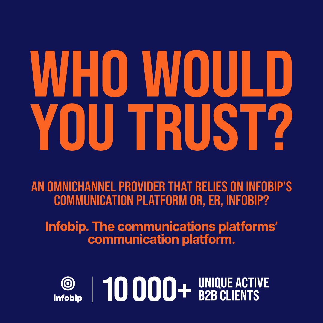 Infobip's tweet photo. You heard it straight from the source.β
β
π https://t.co/EZZ5qSAS1I
#ItTakesOnePlatform #OnePlatformForAllInteractions #OneCommunicationsPlatform https://t.co/A23gKnzOnZ