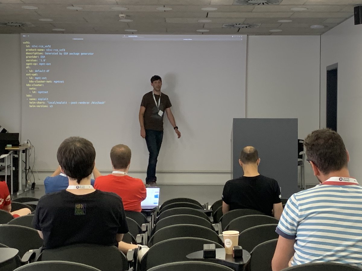OpenSourceMANO's tweet photo. Congratulations Daniel Arndt @Canonical for solving #OSM #challenge on implementing a vulnerability fix in LCM component and delivering a great demo to the #community at #OSMhackfest
#OpenSource #orchestration
https://t.co/uvUxXXshGF https://t.co/NFEnpHRcAH