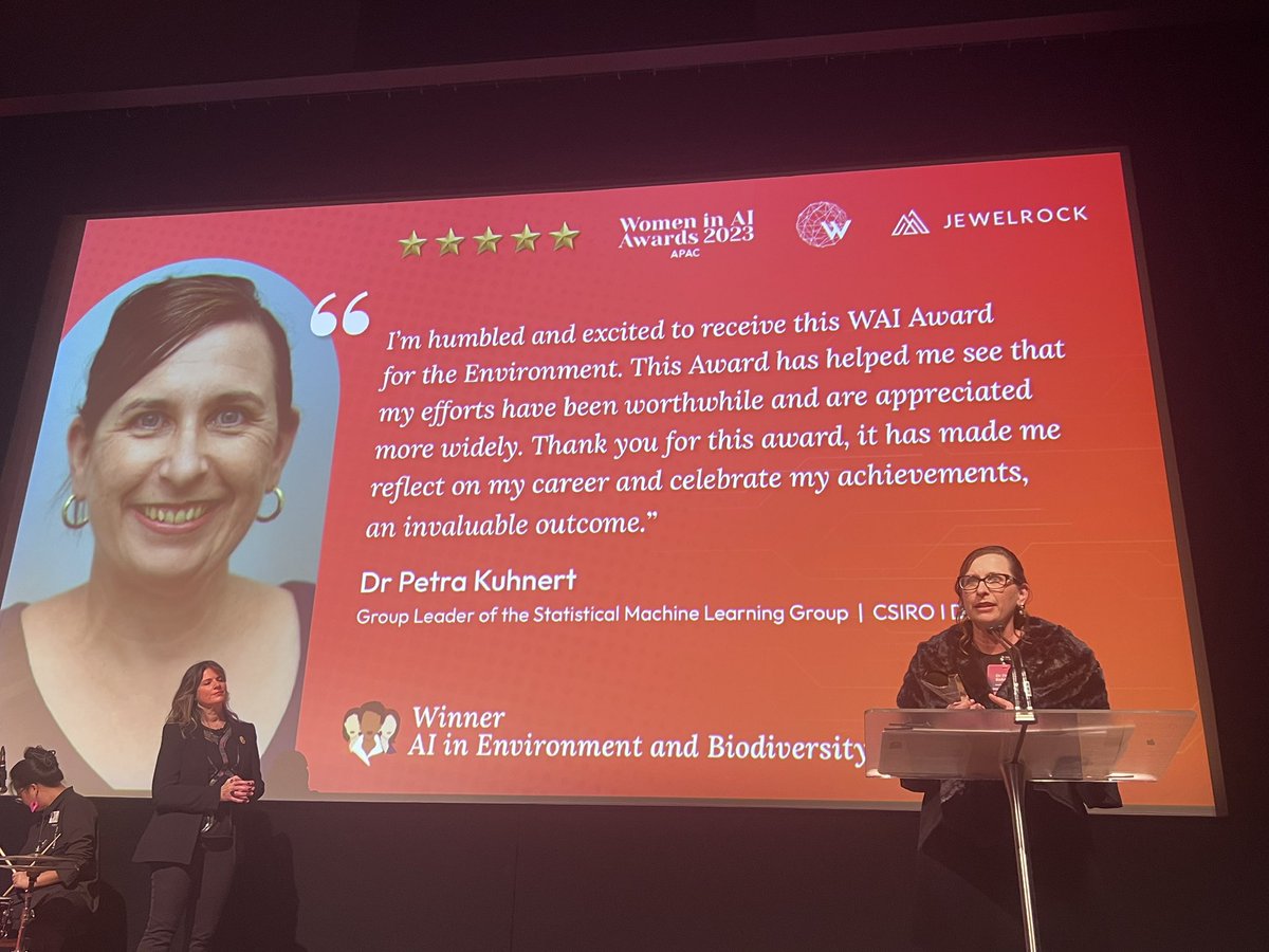 Go team @CSIRO 🥇🎉
Congratulations Petra Kuhnert. 

#WomenInSTEM @women_in_ai