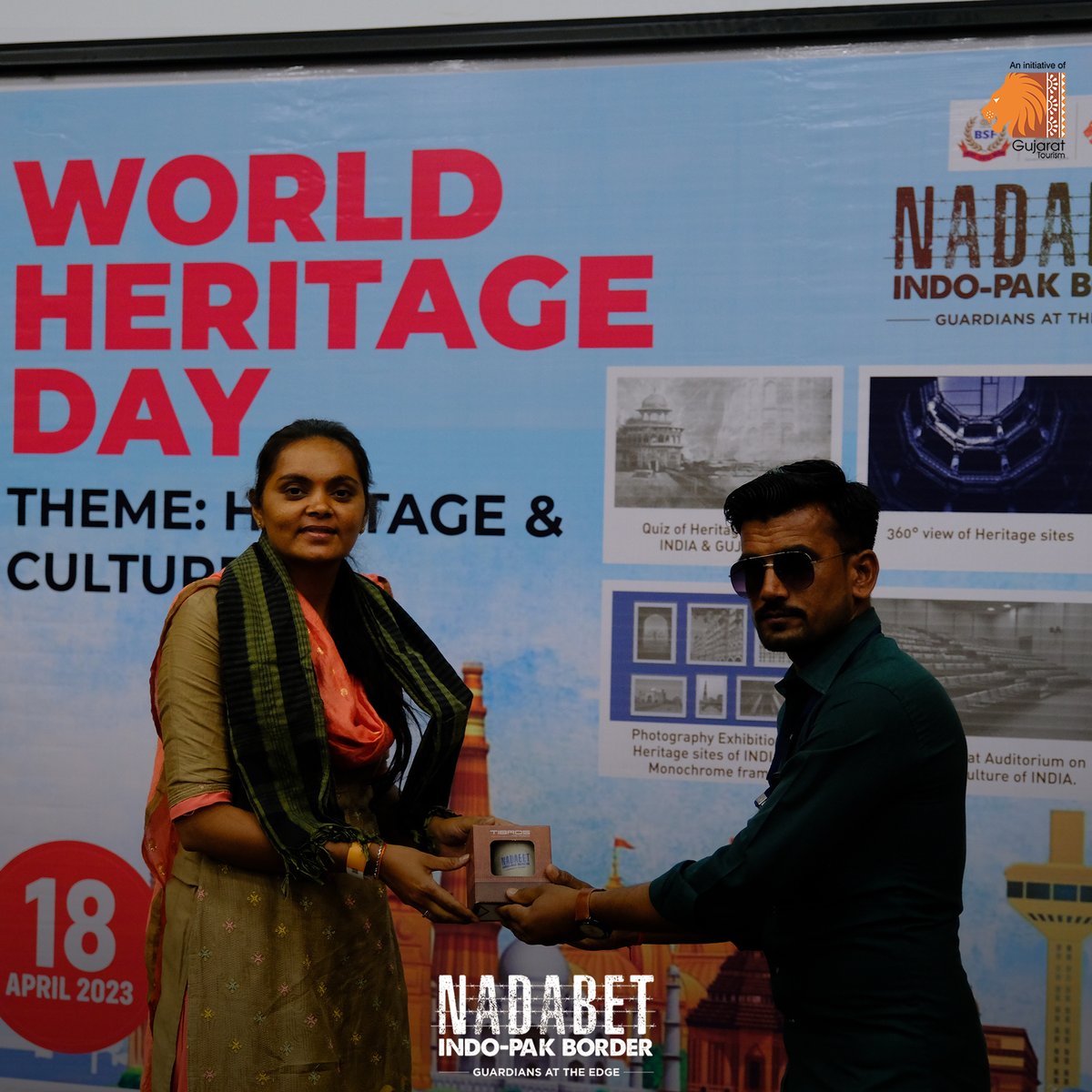 An interactive session on the occasion of World Heritage Day was conducted at the Nadabet Indo-Pak Border. 

#WorldHeritageDay #WorldHeritageDay2023 #HeritageDay #culturalheritage #visitnadabet #IndoPakBorder #NadabetBorder #gujarattourism #exploregujarat #incredibleindia