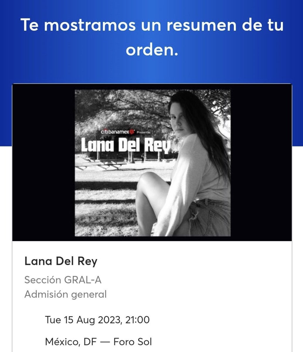 geramonroyt's tweet photo. Vendo 1 boleto para Lana del Rey en general A #lanaDelRey (interesados dm en Instagram por fa gerardomonroyt) https://t.co/rBUtp5Ydqh