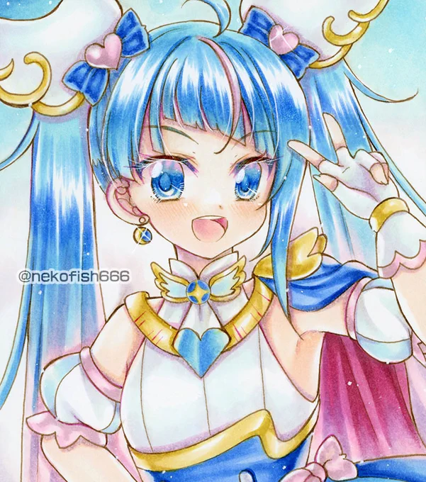 ようやくひろプリの全員を描いた。 最近リクエスト絵以外全然プリキュア描いてない、私プリキュアが好きの印象なんか薄てなってる #プリキュア #ひろがるスカイプリキュア #コピック