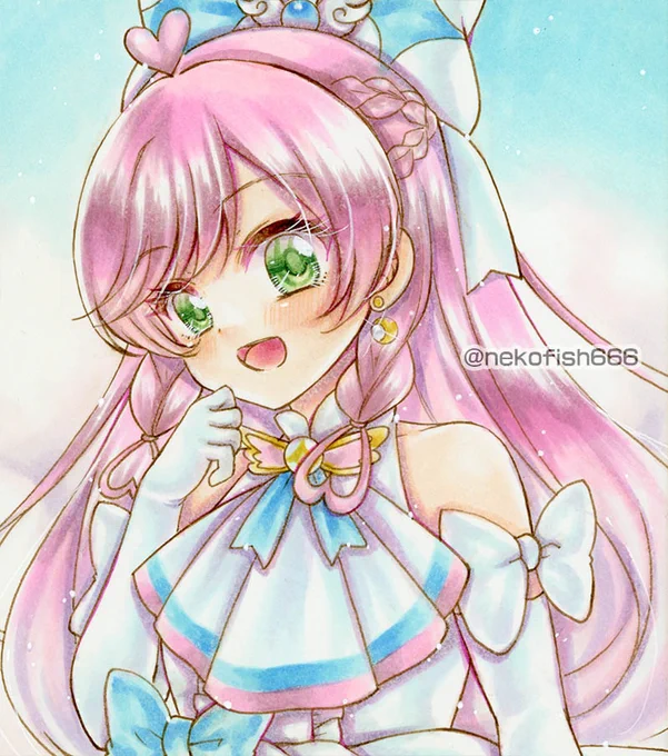 ようやくひろプリの全員を描いた。 最近リクエスト絵以外全然プリキュア描いてない、私プリキュアが好きの印象なんか薄てなってる #プリキュア #ひろがるスカイプリキュア #コピック