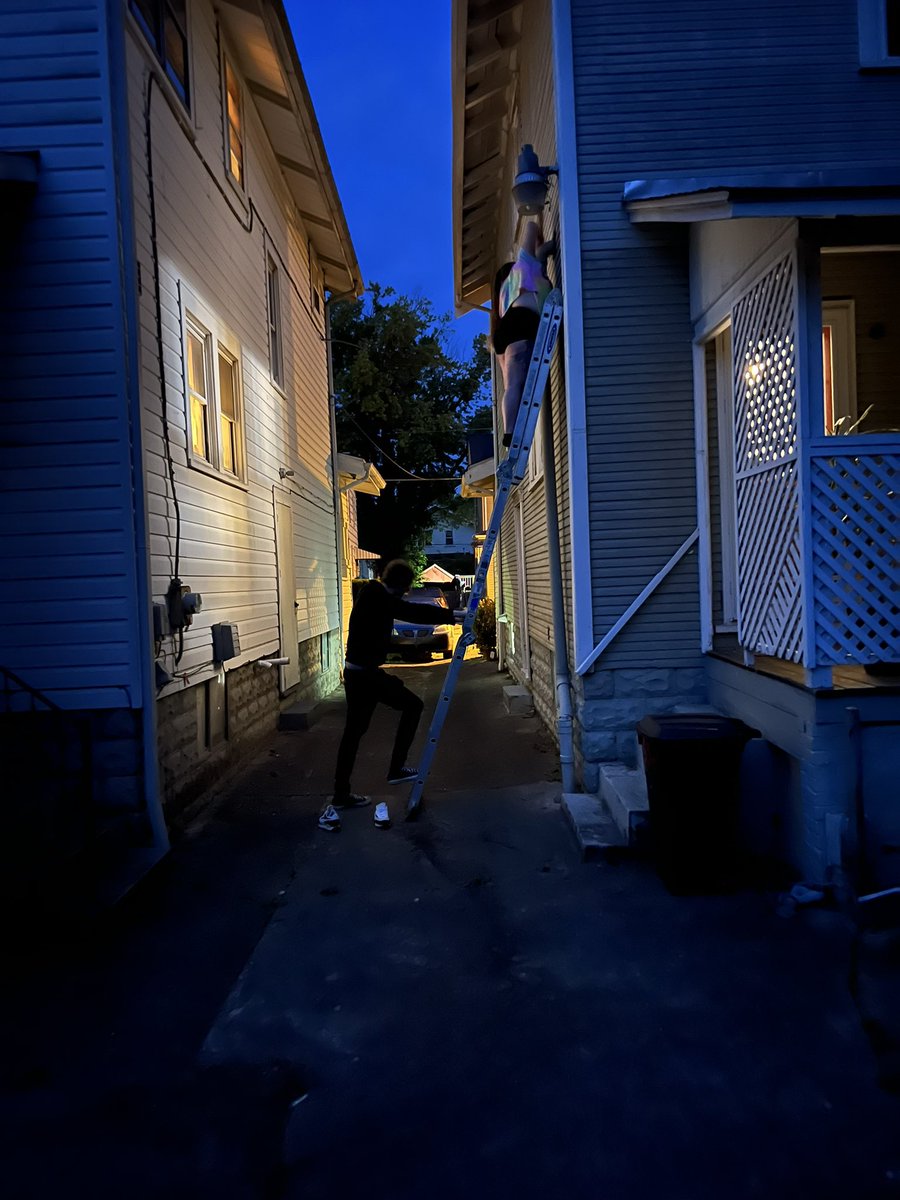 Get you some friends that are willing to get on a ladder to fix a hole in the side of your house at 5am