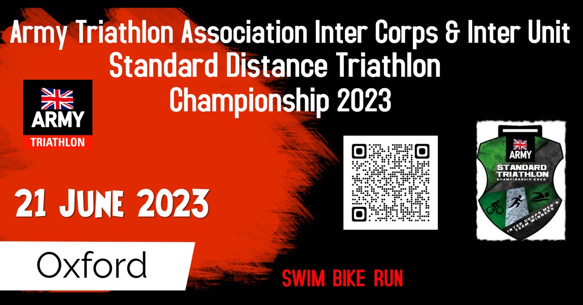 📢There is still time to enter in the Inter Corps, Inter Unit &amp; Individual Standard Triathlon. Entry link closes at 12pm 19 June 2023. jive.defencegateway.mod.uk/events/152852#…
#Britisharmysport #armysport <a href="/ArmySportASCB/">Army Sport</a> 
🏊‍♀️🏃🚴‍♀️