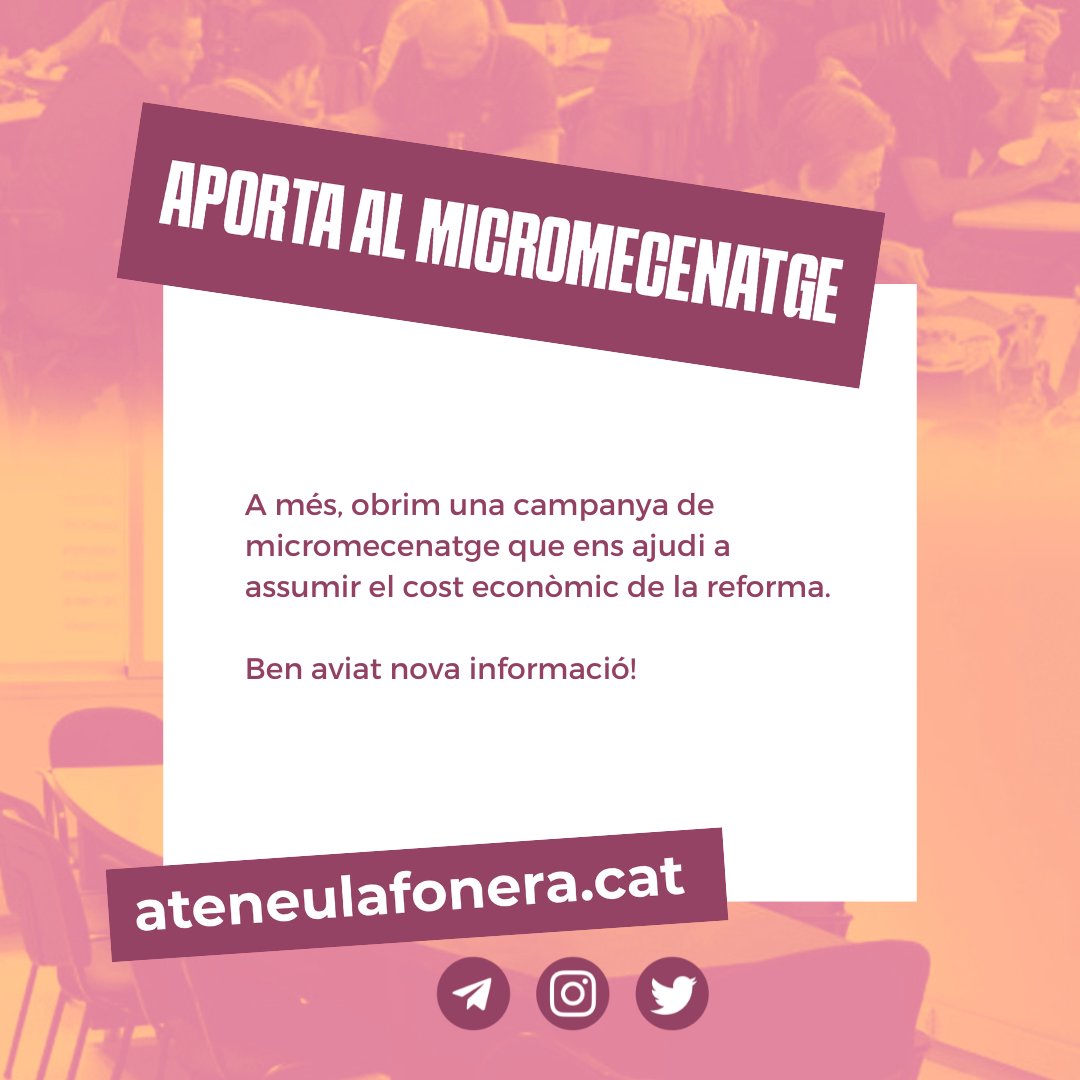 L'Ateneu Popular La Fonera volem que sigui un racó que trenqui les barreres entre l’activisme estricte i la vida quotidiana. Apostam per un espai divers on poder dur a terme diferents activitats alhora 👇