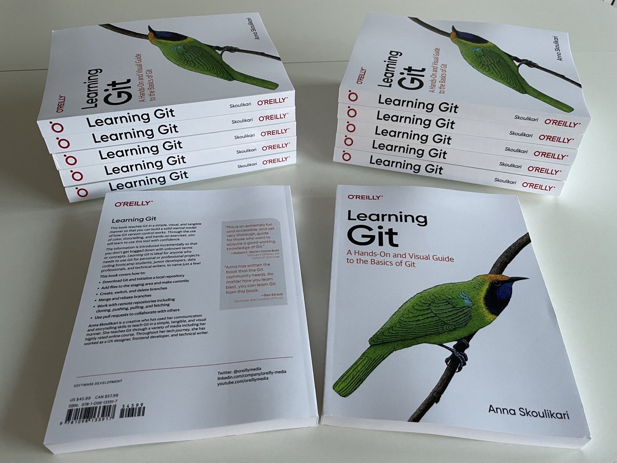 📚My book Learning Git: A Hands-On and Visual Guide to the Basics of Git is finally out! 📚To read it for free for 30 days on the <a href="/OReillyMedia/">O'Reilly Media</a>  platform go to: learning.oreilly.com/get-learning/?… A huge thank you to <a href="/benstraub/">Ben Straub 🟧</a> and <a href="/unclebobmartin/">Uncle Bob Martin</a>  for writing quotes for it! 😊☀️🙏🏻