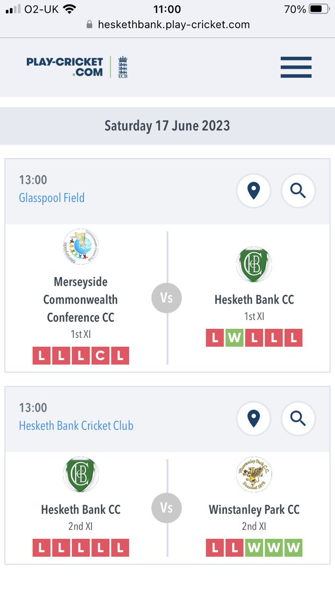 HeskethBankCC's tweet photo. This week’s fixtures:  The first team are away at Merseyside Commonweath and the seconds are at home to @WinstanleyPark https://t.co/X67rs0himE