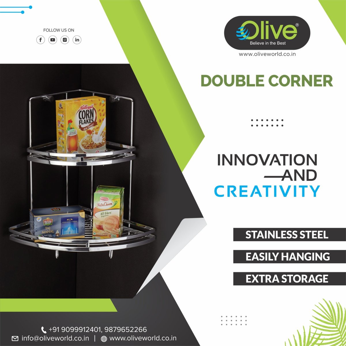 HardwareSamachr's tweet image. Experience a world of innovation and creativity with Olive World Double Corner.
Contact: Mr. Ganesh Jadhav - +91 9979850298
#CornerSolution #OliveDoubleCorner #KitchenAccessories #KitchenSolutions #KitchenFitings #StorageSolutions #OliveWorld #OliveIndia #OliveSurat #Hardware