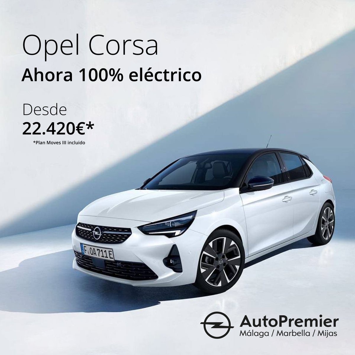 AutoPremierOpel's tweet photo. Atrevido y auténtico desde todos los ángulos: así es el nuevo Opel Corsa Eléctrico ⚡ ¡Ya disponible en Autopremier!
✅ Desde 22.420€. Plan Moves III incluido
✅ Futuro más sostenible
✅ Última tecnología

Descubre más en https://t.co/9tCMwE19Is https://t.co/gIIRy7Krxn