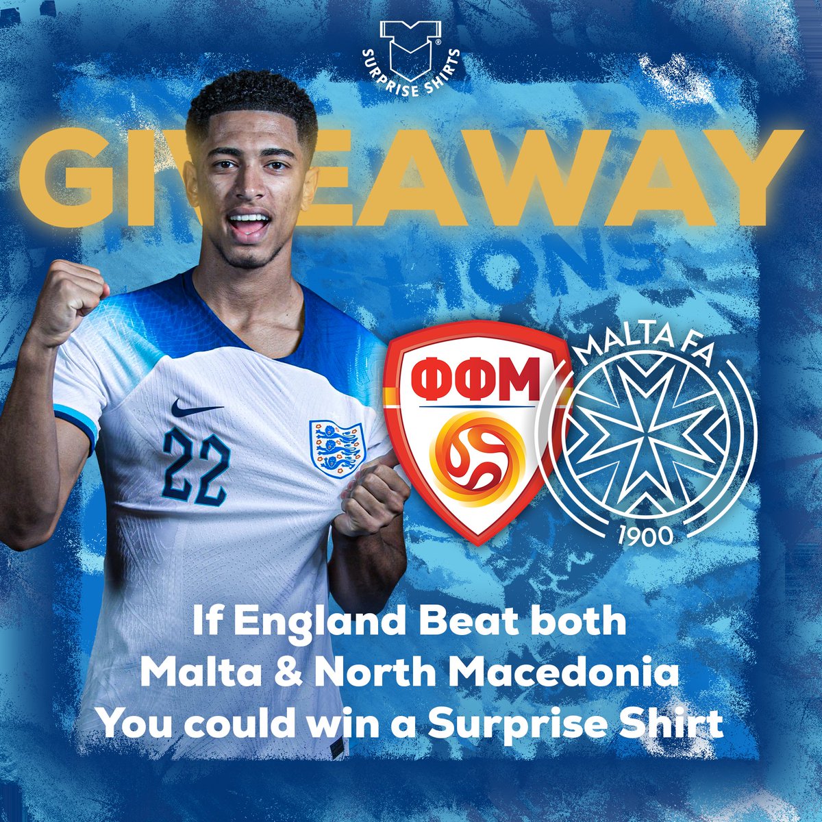 If England win against Malta and North Macedonia, we’ll giveaway a surpriseshirts.co.uk Mystery Box! 🏴󠁧󠁢󠁥󠁮󠁧󠁿🦁 ♻️ Retweet ✅ Follow @SurpriseShirts That’s it! Good luck ⚽️ #ThreeLions #englandaway #England