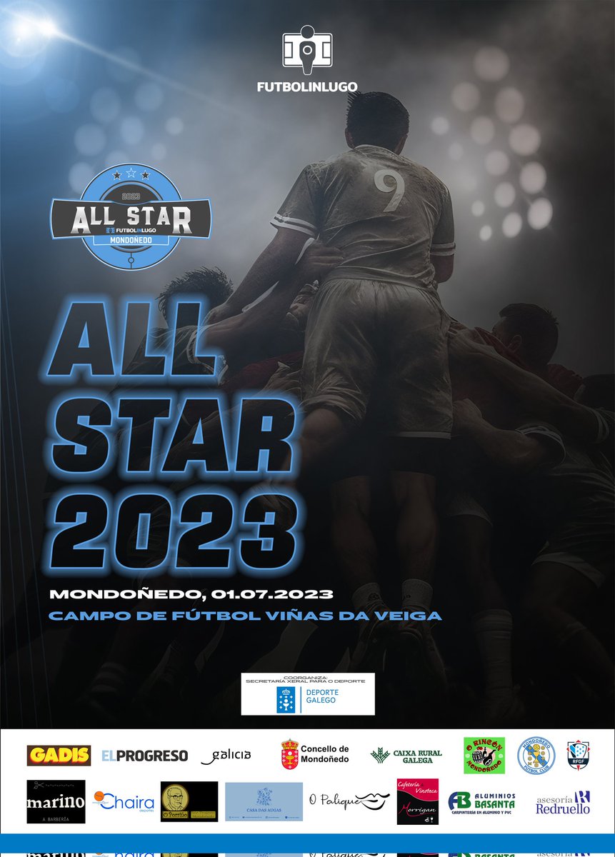 ✴️ Por terceira vez, ímolo volver facer...

O sábado 1 de xullo estades tod@s convocados a festa do fútbol lucense, III #AllStarFutbolinlugo 

#VémonosNoViñas