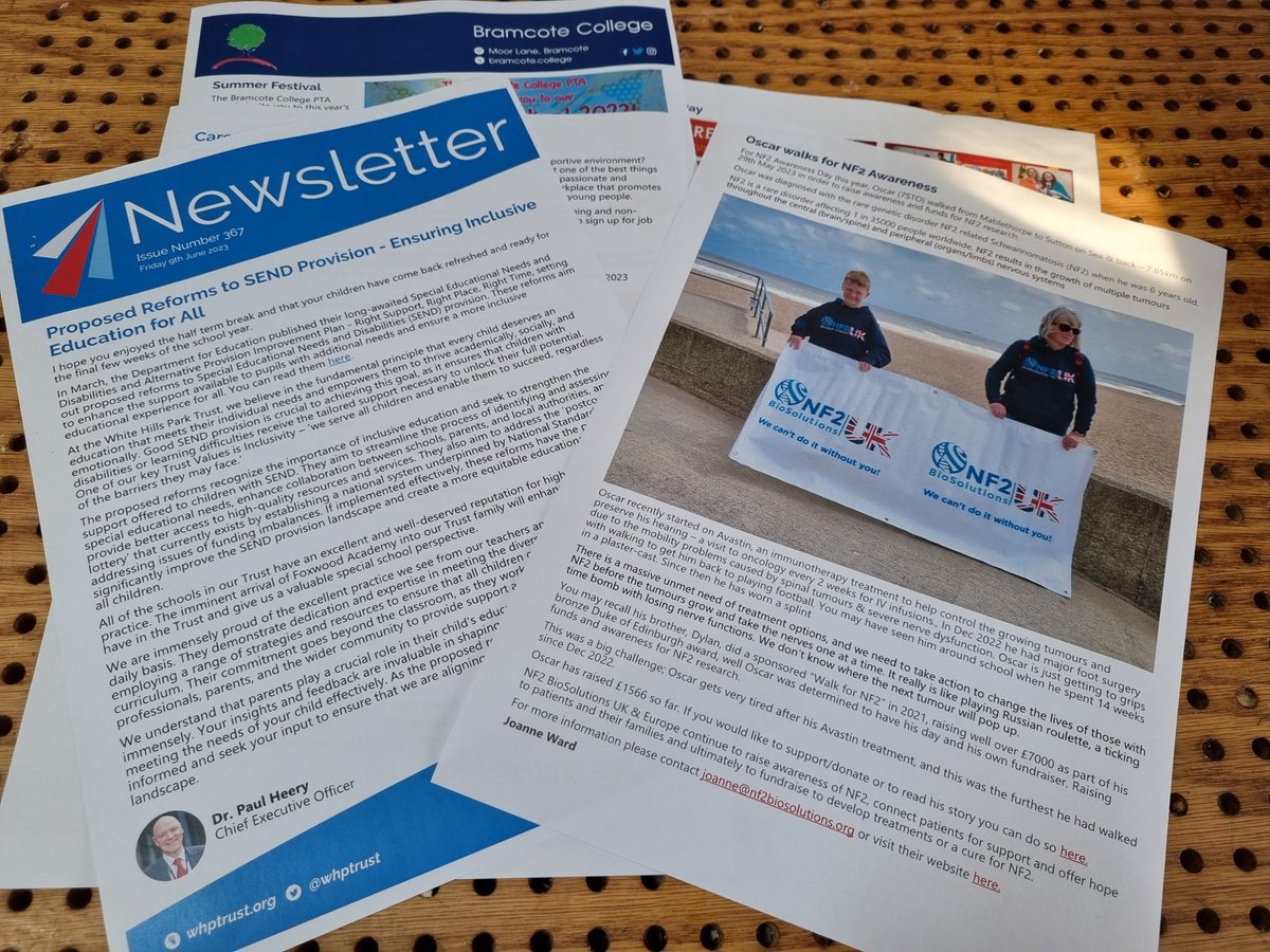 Raising Awareness is very important to keep the world talking about NF2. Tell your story!  Raising awareness in Oscars school newsletter about his recent walk Thankyou <a href="/BramcoteColl/">Bramcote College</a>
for helping raise awareness #strongertogether #endNF2 #NF2awareness #neurofibromatosis type2