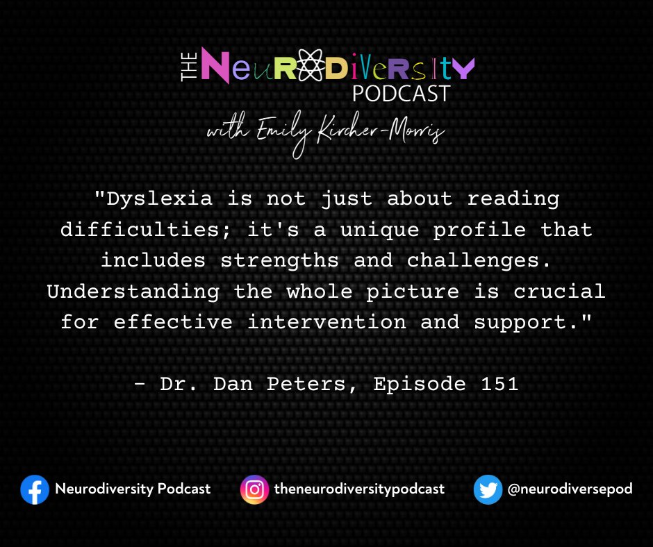 What is Dyslexia really about? How do we understand it? Dr. Dan Peters explains in episode 151: buff.ly/3GqipkY 

Find a safe place to ask questions in our FB Group: facebook.com/groups/neurodi… 

#neurodiversitypodcast #neurodiversity #dyslexia #stealthdyslexia @drdanpeters