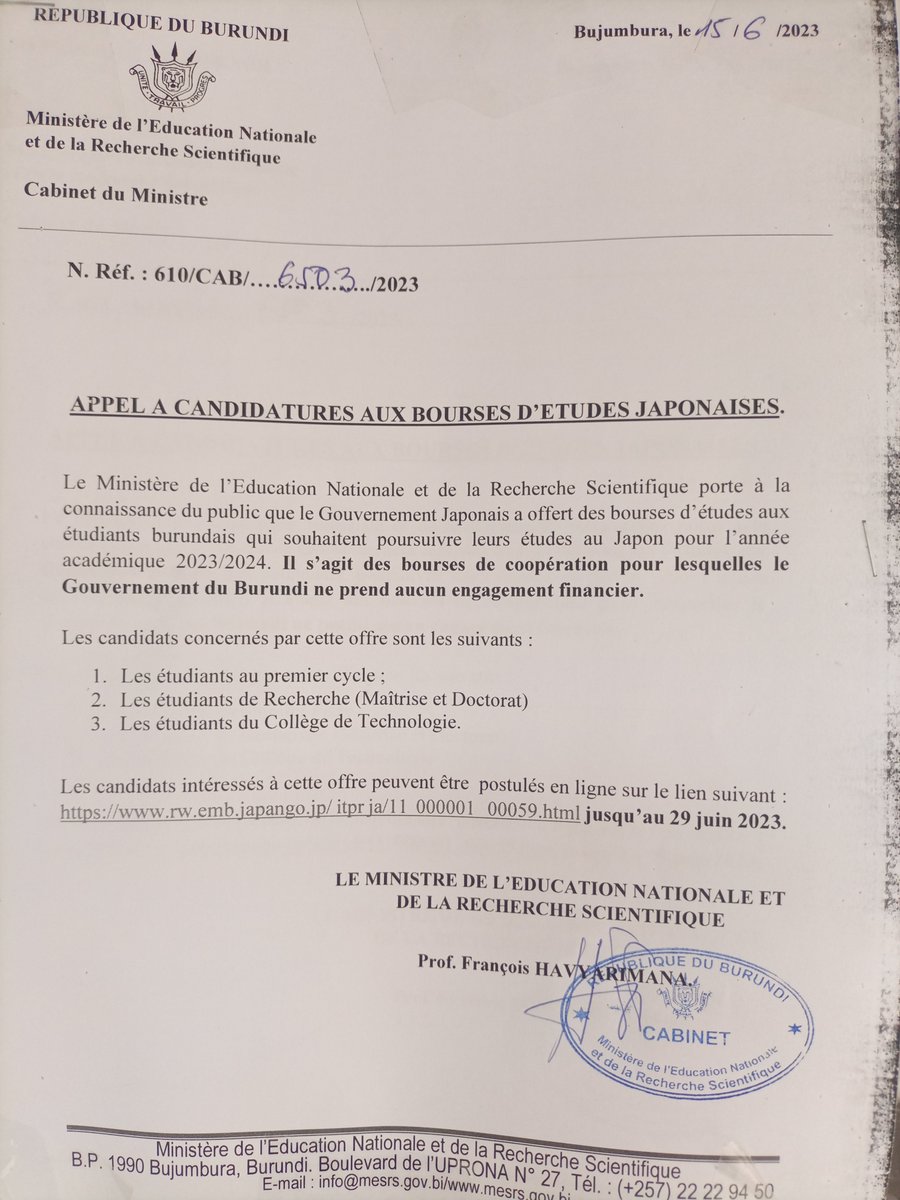 bureau_et's tweet photo. Appel à candidatures aux bourses d'études Japonaises pour l'année académique 2024. Les candidats intéressés à cette offre peuvent postuler en ligne sur le lien : https://t.co/0Yg5iZxAEN jusqu'au 29 juin 2023. https://t.co/5JKWWY9S07