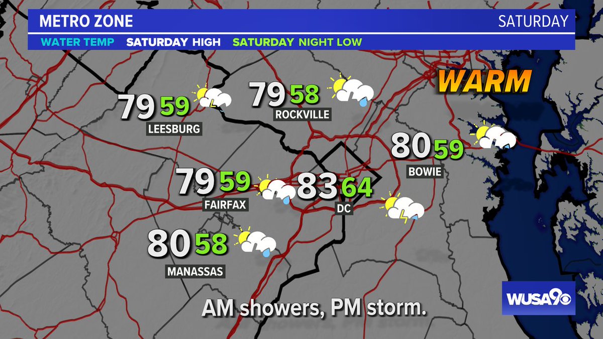 Some AM showers with a few PM storms. A few could be heavy/severe. @PGPDNews @mcpnews @FairfaxCounty @LoudounCoGovt @PWCpolice @wusa9 @miriweather @miriweather @chesterlampkin @kaitlynmcgrath @makaylaluceroWX @greatdaywash #wusa9weather #weather #GetUpDC wusa9.com/weather