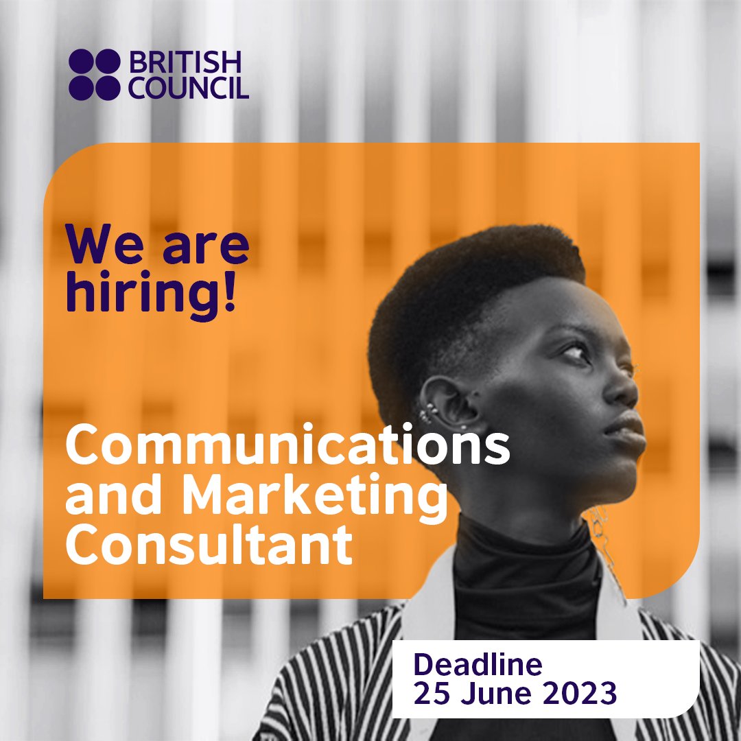 British Council Kenya (@ke_british) on Twitter photo Interested in supporting <a href="/BritishCouncil/">British Council</a> in repositioning its brand in Kenya? We are hiring a Communications & Marketing Consultant with experience in developing and implementing #communicationstrategies, leading on #publicrelations and #mediarelations.
careers.britishcouncil.org/job/Communicat… Interested in supporting <a href="/BritishCouncil/">British Council</a> in repositioning its brand in Kenya? We are hiring a Communications & Marketing Consultant with experience in developing and implementing #communicationstrategies, leading on #publicrelations and #mediarelations.
careers.britishcouncil.org/job/Communicat…