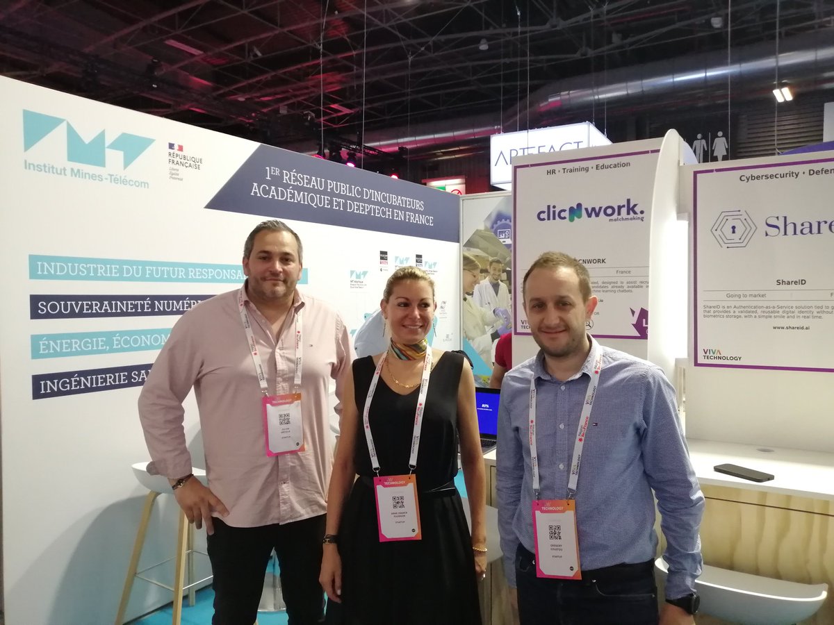 Après Qonfluens puis Green4Cloud c'est au tour de Clicnwork de présenter sa solution sur le stand #IMTVivatech
<a href="/IMTFrance/">Institut Mines-Télécom (IMT)</a> <a href="/IMTMinesAles/">IMT Mines Alès</a>