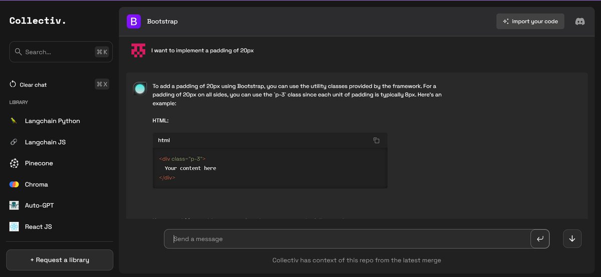 ankitkumarved's tweet image. Hey, folks 
I came across an amazing AI tool called collective.ai. 

you can ask questions around your project code base while developing your project.