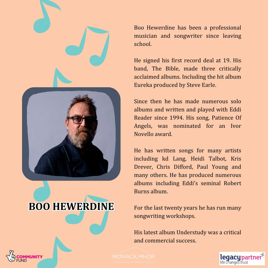 INTRODUCING: BOO HEWERDINE 🎶 

Are you care experienced, aged 14-30 and interested in songwriting?

Join Boo, Emily Barker, John Hegley and Kerry Hudson this July for a songwriting and stories residential! ✨ ✍️ 

🔗 Sign up FREE here!: buff.ly/3oS2iGR
