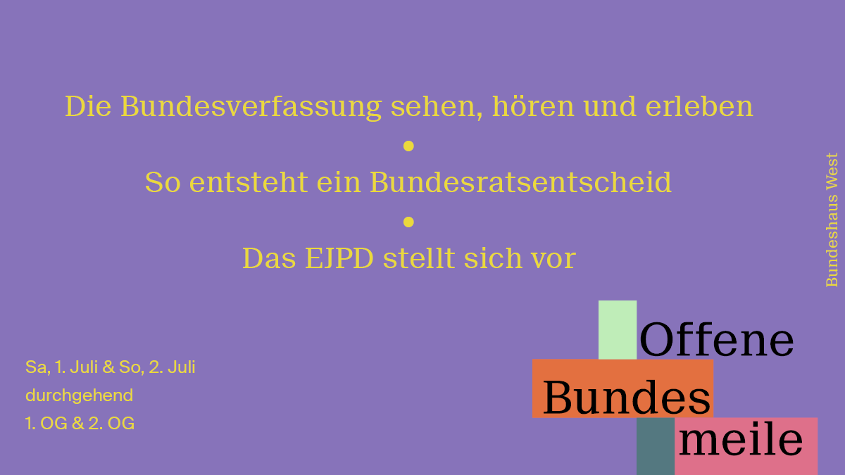 EJPD_DFJP_DFGP's tweet photo. Am 1. und 2. Juli öffnet das #EJPD an der offenen Bundesmeile seine Türen. Im Bundeshaus West können Sie das EJPD kennenlernen, die Entstehung eines Bundesratsentscheids verfolgen und die Bundesverfassung sehen, hören und erleben. #175JahreBV
Mehr Infos: https://t.co/uA7cx1mOyB https://t.co/jqwKcyqIU0