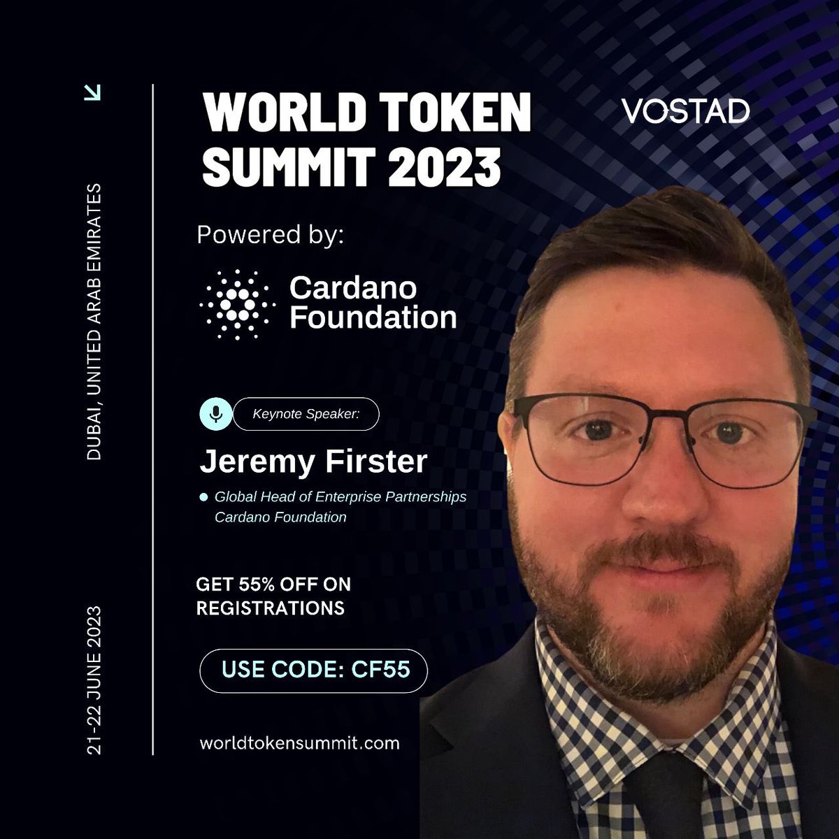 Jeremy Firster will be joining us as a speaker at World Token Summit on June 21st in Dubai For more info: worldtokensummit.com

📝 Register Now: lnkd.in/dkUqE66f

#worldtokensummit #wts #wts2023 #vostad #blockchaintechnology #crypto #token #tokenization
#summit #dubai