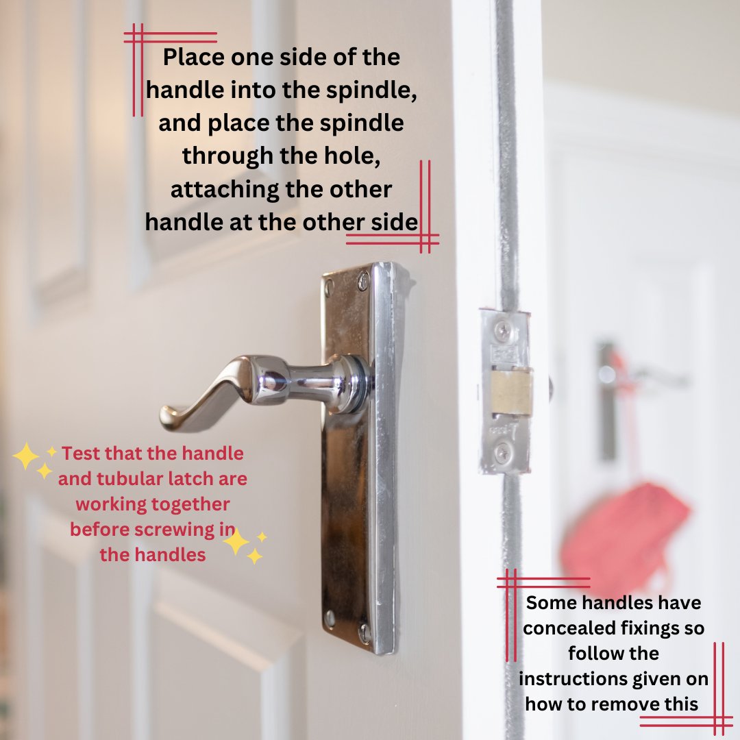 Finally, you'll want to make sure you can actually open and close the door by attaching your door handle! As shown in a previous post this is really simple to do. Just make sure the handle is working with the tubular latch before spending time screwing it all in place.
