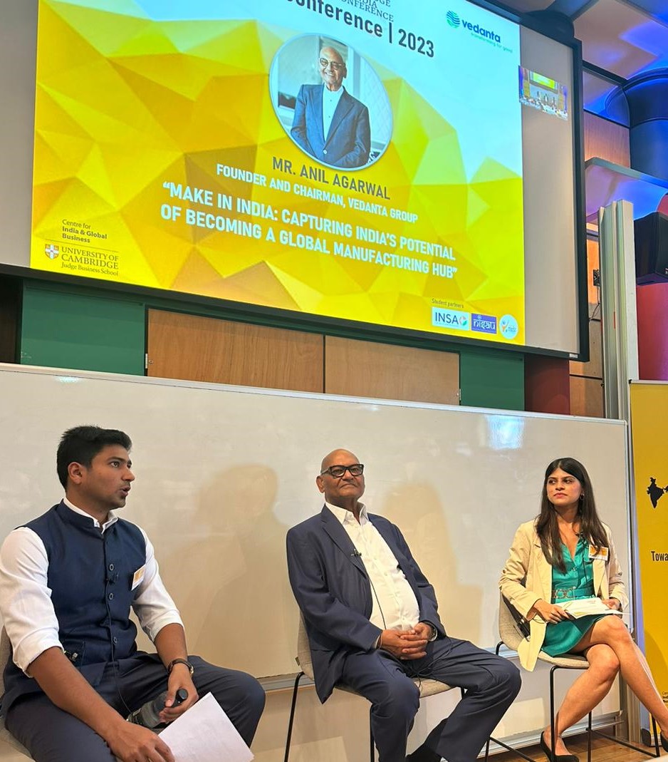 Vedanta_Group's tweet photo. Inspiring young individuals at the Cambridge India Conference, Chairman @AnilAgarwal_Ved shared his wisdom on the value of hard work, dedication and determination in his journey of establishing one of the largest global natural resources conglomerates.

In this captivating interaction, Chairman mentioned that all you need to do to be a successful entrepreneur is – Dream Big!

#TransformingForGood #Leadership #Cambridge
