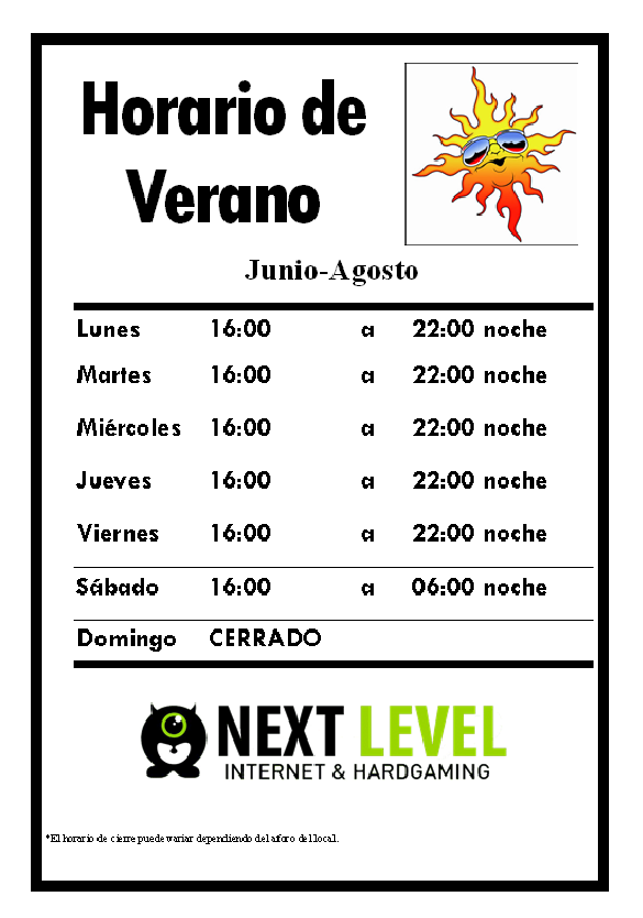 NextlevelZgz's tweet photo. A partir de este lunes, 19 de Junio, empezaremos con nuestros horarios de verano hasta finales de agosto. Pasad todos muy buen verano y permaneced atentos a nuestras redes sociales porque pronto empezaremos a anunciar novedades muy interesantes. ¡Se vienen cositas! 🌞🍀 https://t.co/9cx111G0EM