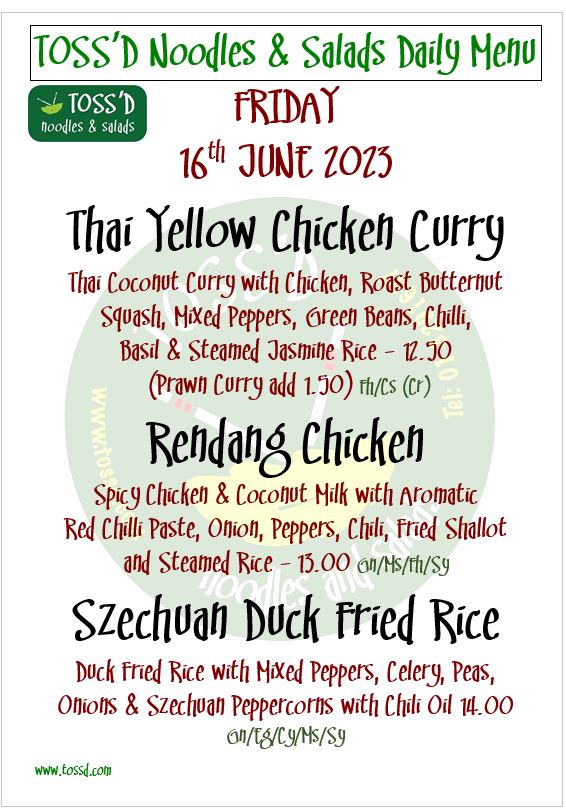 FRIDAY: 16/06/2023
CALL & COLLECT - Dial 018291607
.
.
.
#tossd #lunchdublin #noodles #ramen #lunch #chqdublin #lovindublin #restaurants #food #LunchTime #eat #fresh #thaifood #vegetarian #vegan #lunchbreak #lunchspecial #lunchmenu #asianeats #asianfood #thai #dublinfoodie