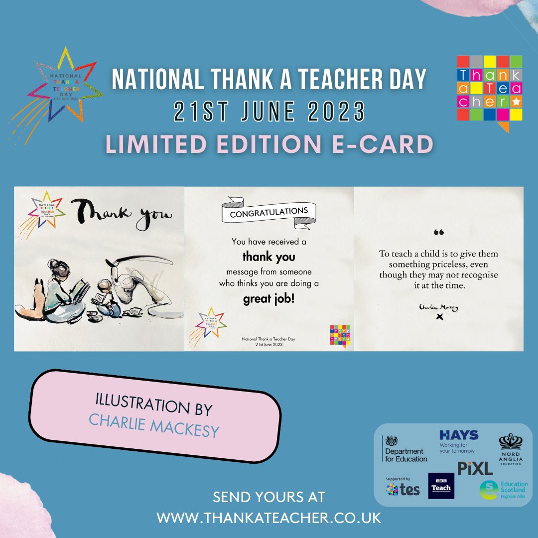 Thank a Teacher Day is next Wednesday! 🎉

Send a free 'thank you' e-card to your teacher or member of support staff by visiting: buff.ly/2AqelBO

Write your message and select Cedar Children's Academy from the list to share with us. 💬

#WeAreCedar <a href="/UKThankATeacher/">Thank a Teacher UK</a>