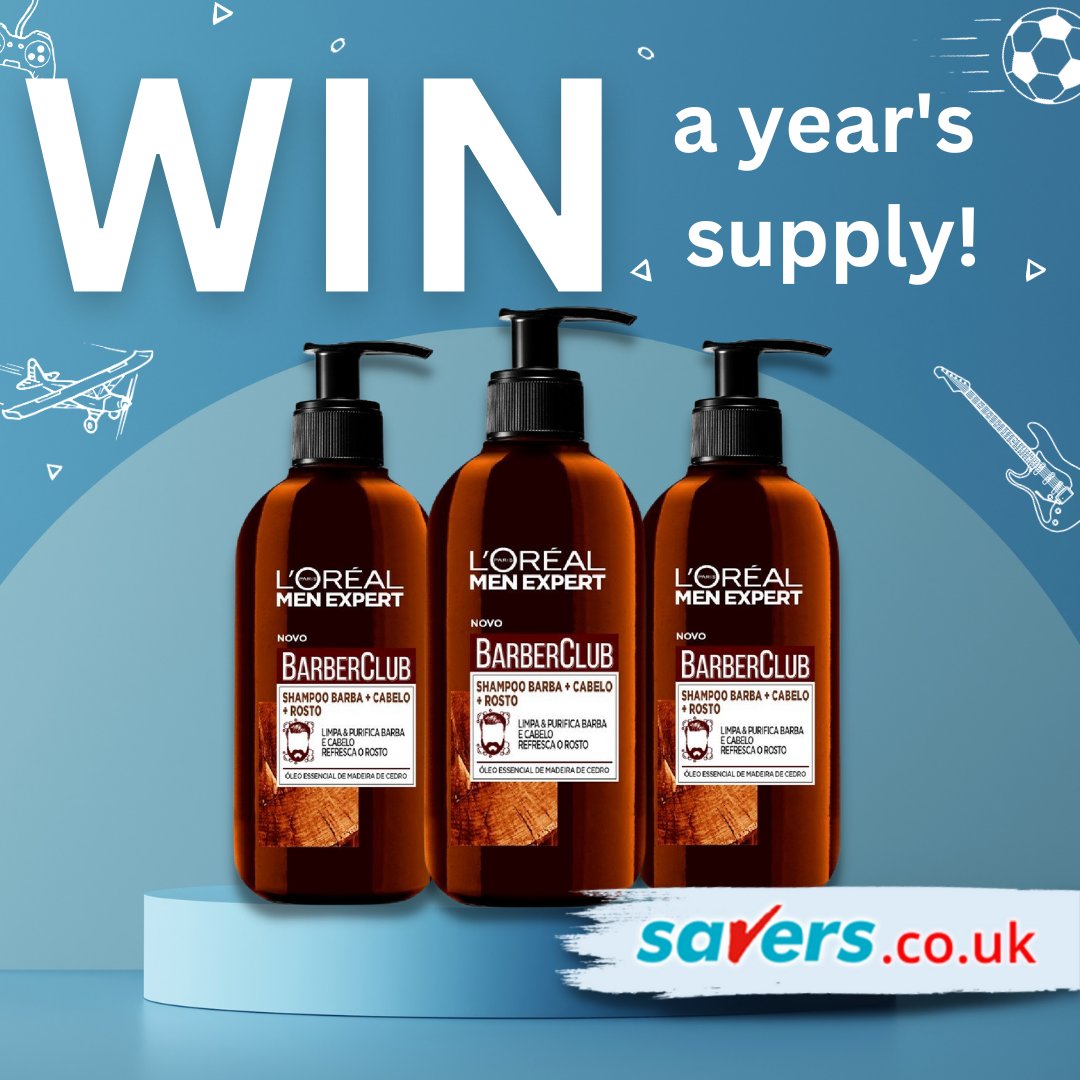 💙Happy Father's Day💙
We're giving you the chance to #WIN a year's supply (12 bottles) of Loreal Men Barber Club!
To enter simply RT &amp; FOLLOW <a href="/SaversHB/">Savers</a>

UK only. Ends 20/06/2023. T&amp;C’s apply. 
bit.ly/3hic1ik #competition #ukgiveaway