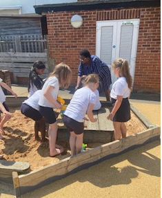 LibertyPrimSch's tweet photo. The children asked if we they could have more activities at lunch and we listened. The have the fitness equipment, sand pit is re-opened,  sports happening on the astro-turf as well as the trim trail!! https://t.co/HlEGYqOaMj