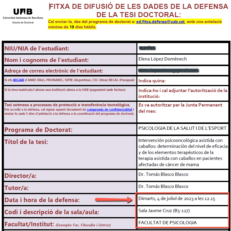 GIES_UAB's tweet photo. 📡📡📡 Atenció! Propera defensa de tesi del Doctorat en Psicologia de la Salut i de l'Esport @EspaiSalutSport de la @UABBarcelona, en que participa el @GIES_UAB  👉 https://t.co/pgzZtkrNyu