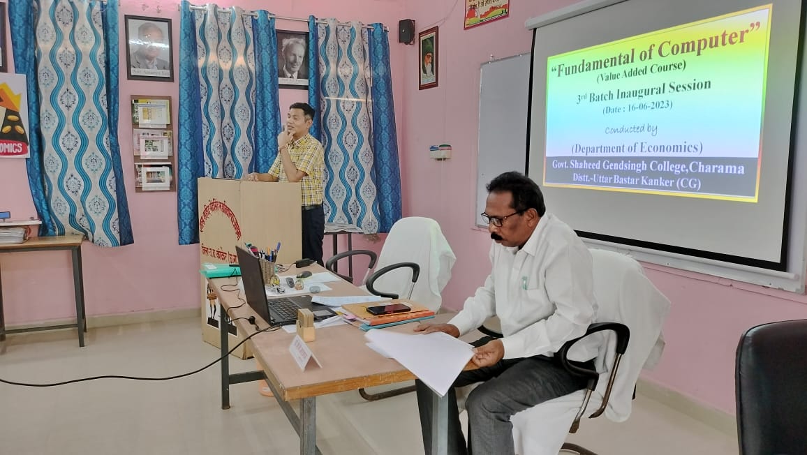 Charamacollege's tweet image. दिनांक : 16-06-2023 को अर्थशास्त्र विभाग द्वारा संचालित वैल्यू एडेड कोर्स "फंडामेंटल ऑफ़ कम्प्यूटर" का तृतीय बैच प्रारम्भ हुआ. कोर्स 45 दिन (45 घंटा) का है.
#IQAC_Govt_College_Charama
#ValueAddedCourse
#FundamentalOfComputer