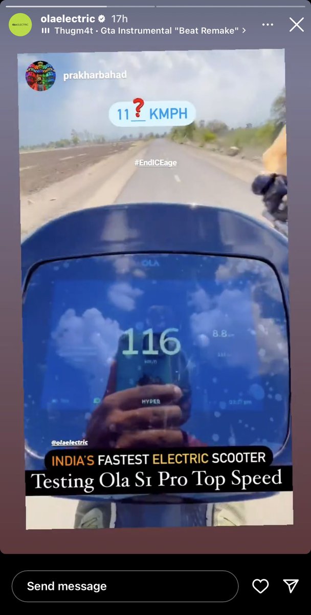 msd4ublr's tweet photo. Absolutely unprofessional by Ola… this guy has his phone in one hand and he is riding at 116 kmph without any safety gear. Ola should promote safety and stop any unsafe riding on it’s official handle @OlaElectric  @bhash @blrcitytraffic @BlrCityPolice @momad4u @ola_supports https://t.co/rMhkwkI5Ce