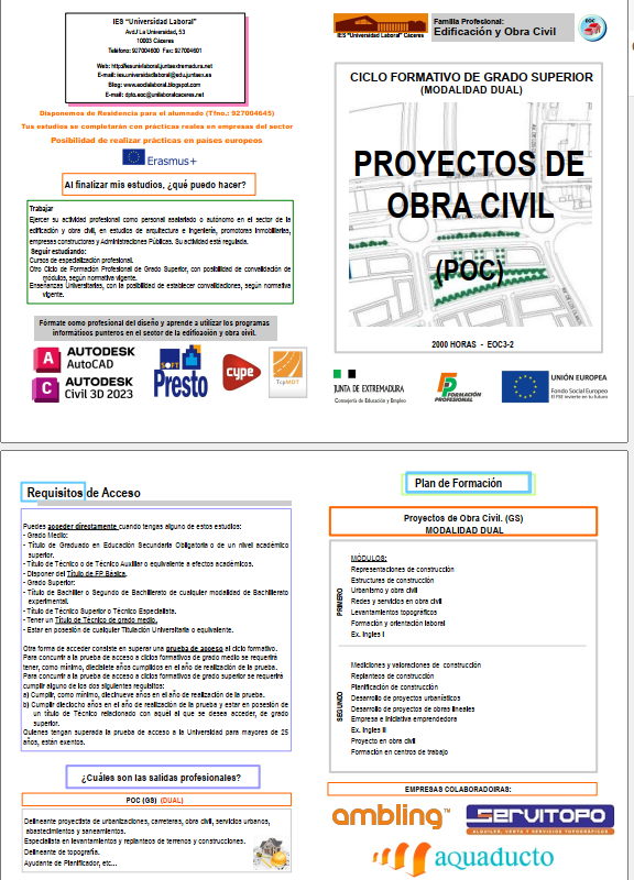 EOCLALABORAL's tweet photo. TECNICO SUPERIOR EN PROYECTOS DE OBRA CIVIL
FORMACION PROFESIONAL
PLAZO DE MATRICULA HASTA EL 19  DE JUNIO
ULTIMAS PLAZAS DISPONIBLES
LA PROFESION DEL FUTURO
¿Por qué TECNICO SUPERIOR EN PROYECTOS DE OBRA CIVIL es una de las profesiones con más futuro?
https://t.co/4FZ0DlXDcn... https://t.co/aio5cNux4d