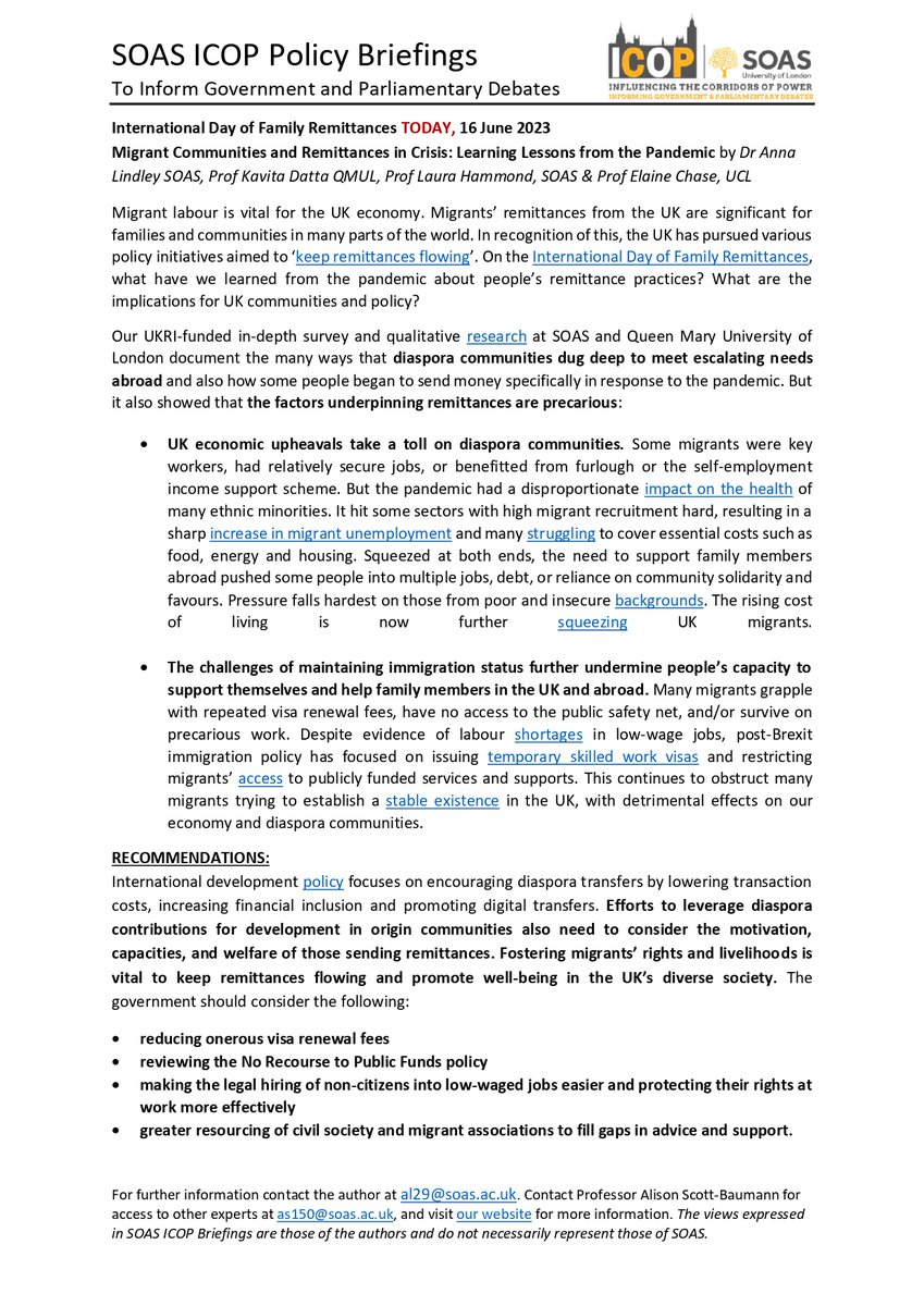 Migrants' remittances play a crucial role in the UK economy and communities worldwide. Read more here:
📑blogs.soas.ac.uk/cop/wp-content… or eprints.soas.ac.uk/id/eprint/39623
🔊on.soundcloud.com/MvSaL