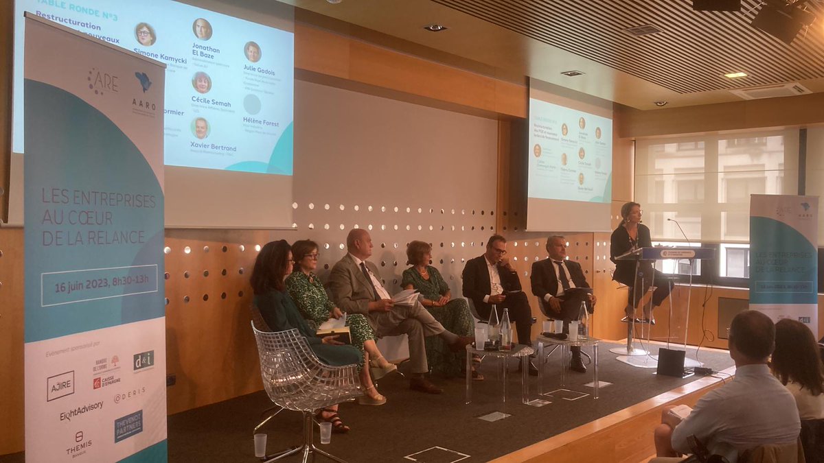 TABLE RONDE 3
"#Restructuration des PGE et nouveaux leviers de #financement"

<a href="/ARE_France/">ARE</a> 
AARO - Association des Acteurs du Retournement de l'Ouest

Céline Domenget-Morin
Simone Kamycki
Thierry Cormier
Jonathan El Baze
Cecile Semah
Xavier Bertrand
Julie Gadois

#Entreprises