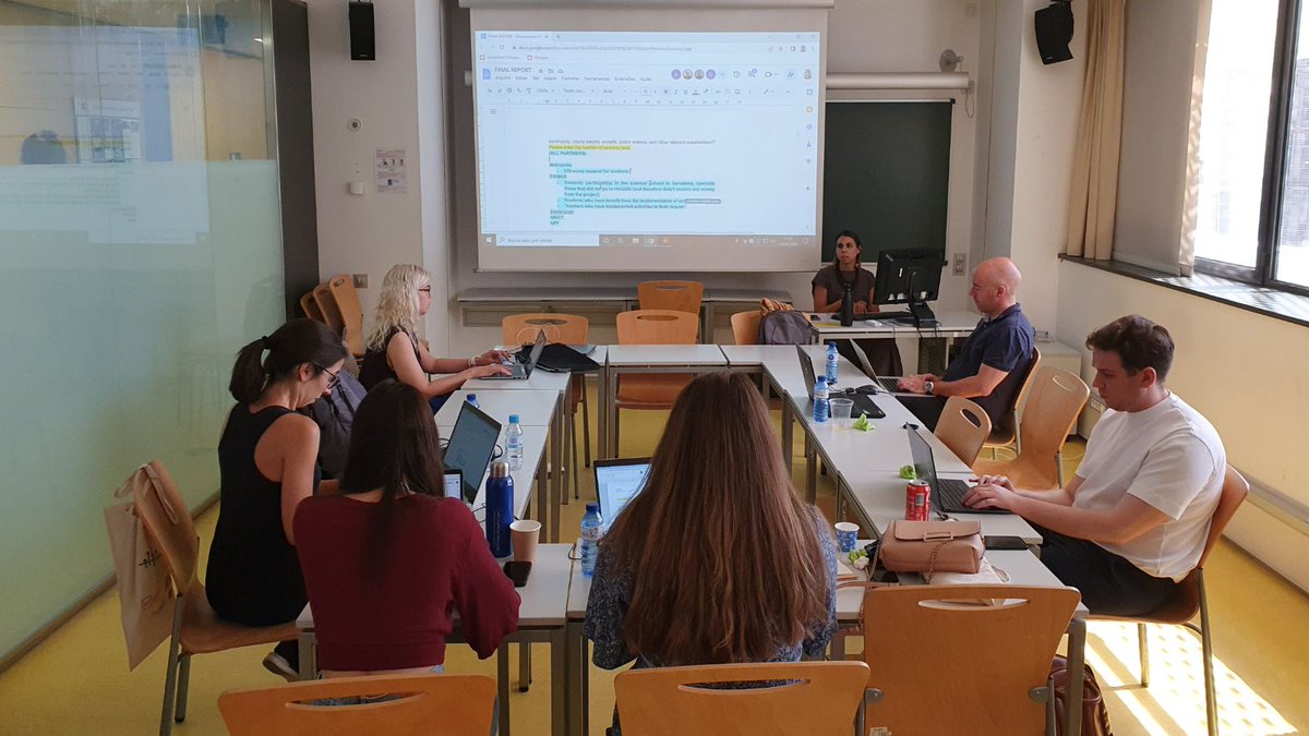 ITHEC Project 🌍 - Last Transnational Meeting in Barcelona. Today we are working together on the Final report.

#TransversalSkills #VirtualReality #ErasmusPlus @Metropolia @UPFBarcelona
@HrUnist #Esimar @ImmersiumStudio