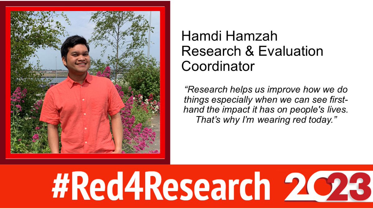 Hamdi Hamzah, Research & Evaluation Co-ordinator at @NHSnecs is celebrating #Red4Research day by attending the Integrated community care to promote healthy ageing event #IntegratedCare