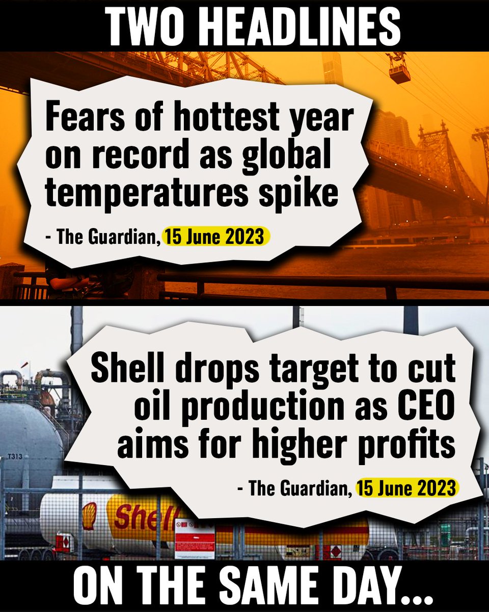 #Shell has just scrapped plans to cut oil production and will increase payments to shareholders.⁠

Wildfires, drought, heatwaves, floods: Shell doesn't care and remains determined to squeeze every last drop of profit from its dirty oil and gas operations.⁠

#EndFossilCrimes