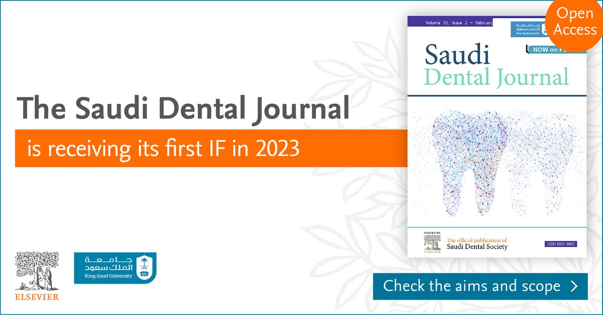 📰 Great news!! The Saudi Dental Journal is receiving its first #ImpactFactor in June 2023 🥳! 
👉 Check the journal aims & scope at spkl.io/6017493jN
#Dentistry 
🧵 Read our top 3 articles 👇